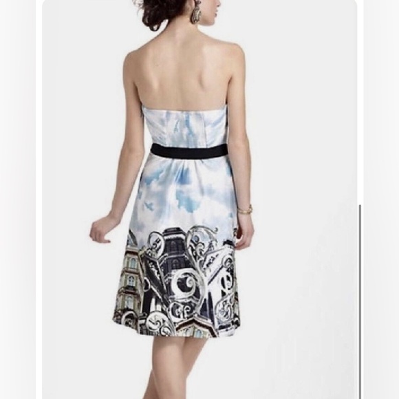 Moulinette Soeurs Anthropologie Skyward Paris City Print Strapless Dress Sz 2 - Picture 3 of 15